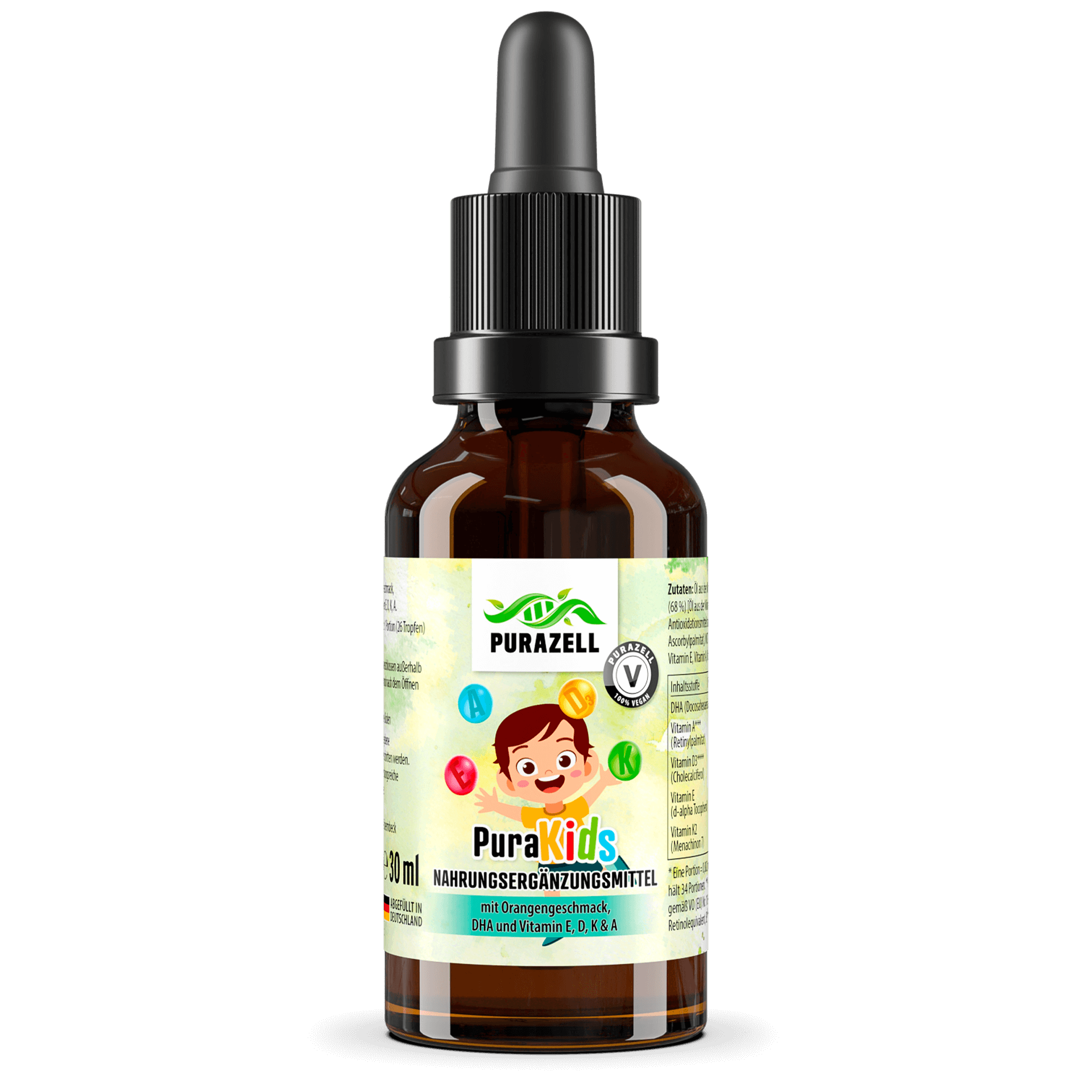 PuraKids mit DHA, Vitamin D3, K2, A & E (Vegan)